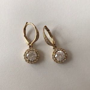 Beautiful Nadri CZ Gold Drop Statement Earrings
